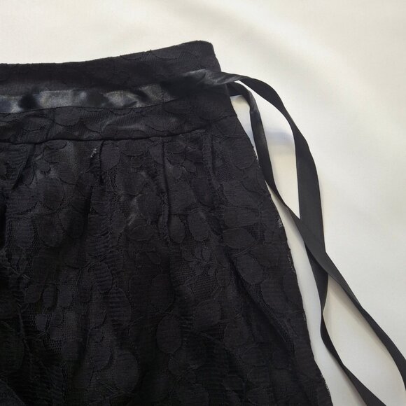 Nygard Gathered Bubble Hem Ribbon & Lace Skirt Size 22 Black Satin Ribbon Lined - Picture 5 of 13